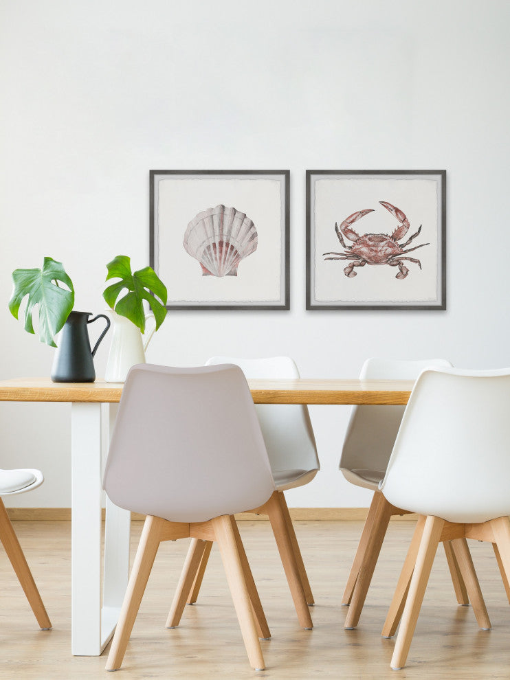 Crab and Shell Blush Diptych, 36"x18"