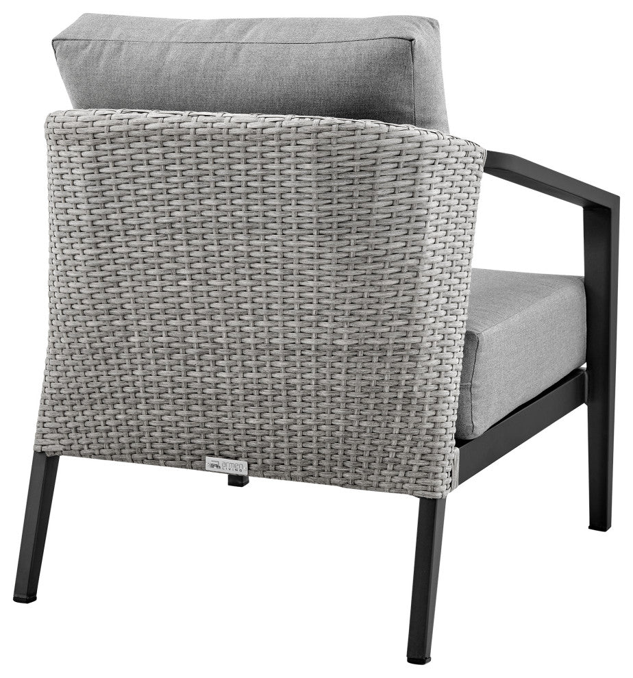 Aileen Patio 4-Piece Lounge Set, Aluminum and Wicker With Gray Cushions