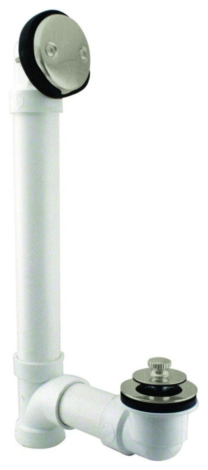Pull & Drain Sch. 40 PVC Bath Waste With Two-Hole Elbow In Satin Nickel