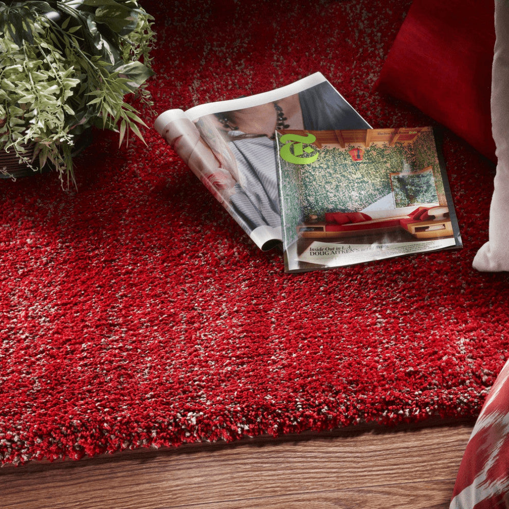 5' X 7' Red Heather Plain Indoor Area Rug