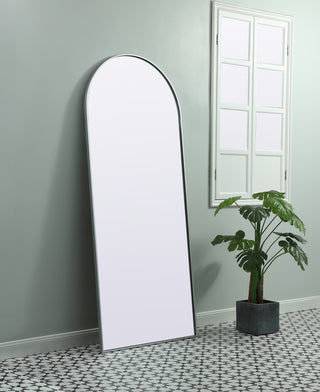 Metal Frame Arch Full Length Mirror 32X76 Inch, Silver