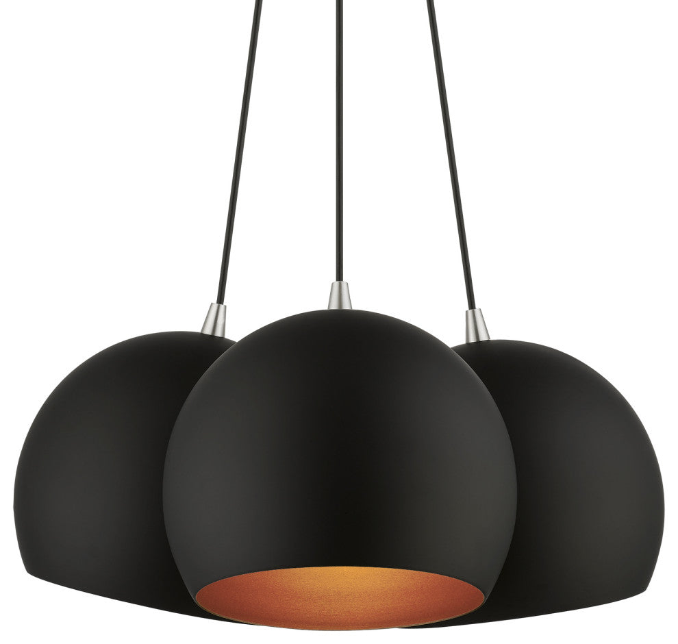 Livex Lighting 3 Light Black Globe Pendant