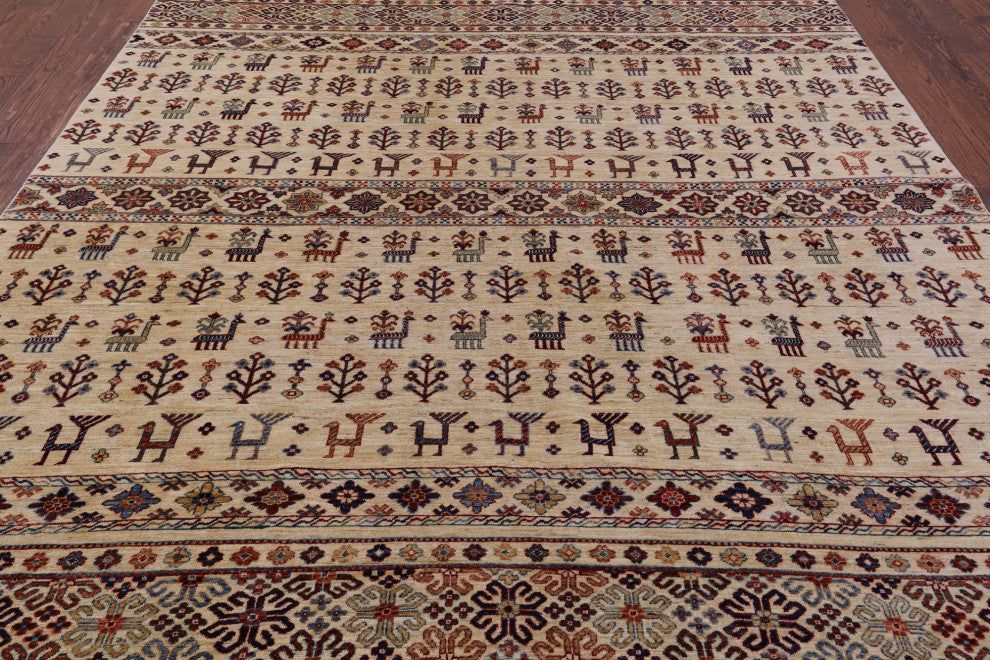 8' 0" X 11' 2" Handmade Persian Gabbeh Tribal Wool Rug Q10964