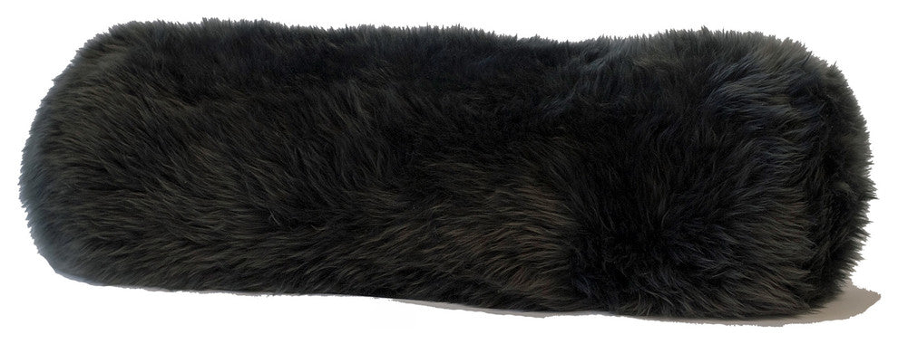 Longwool Sheepskin 30"x8" Bolster Cushion, Steel