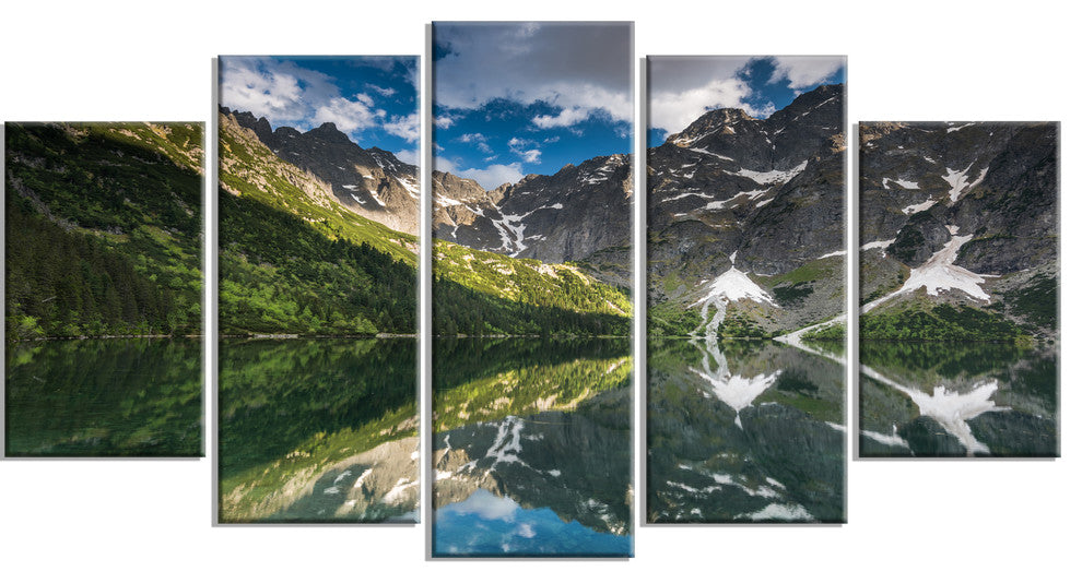 "Reflection of Mountain Peaks" Canvas Print, 5 Panels