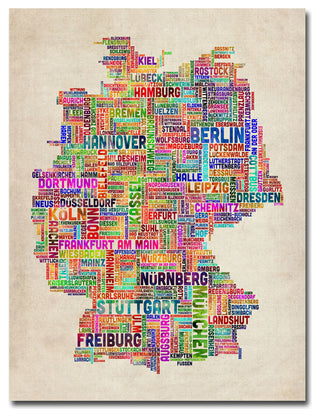 'Germany Text Map' Canvas Art by Michael Tompsett