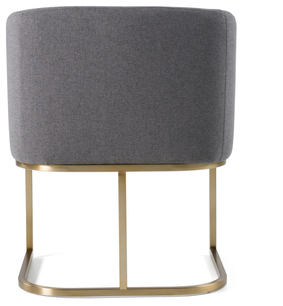 Modrest Yukon Modern Grey Fabric + Antique Brass Dining Chair