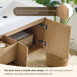 Siena Wall-mounted Single Bath Vanity, Light Brown, 72inch, No Mirror