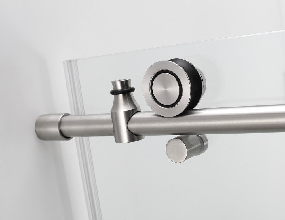 Coraline 44"-48"x76" Frameless Sliding Shower Door, Stainless Steel