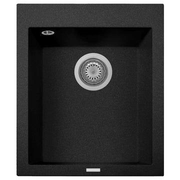 One Series 16" Drop-In Single-Bowl Granite Bar Sink, Black Metallic, Drop-in