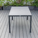 LeisureMod Chelsea Modern 7-Piece Outdoor Dining Set, Black Aluminum, Light Gray