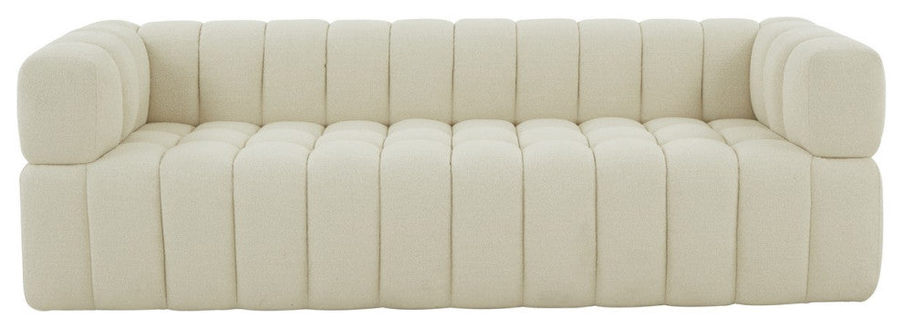 Safavieh Couture Calyna Channel Tufted Boucle Sofa, Cream