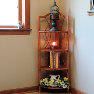 4-Tier Wood Folding Corner Display Shelf by Lavish Home