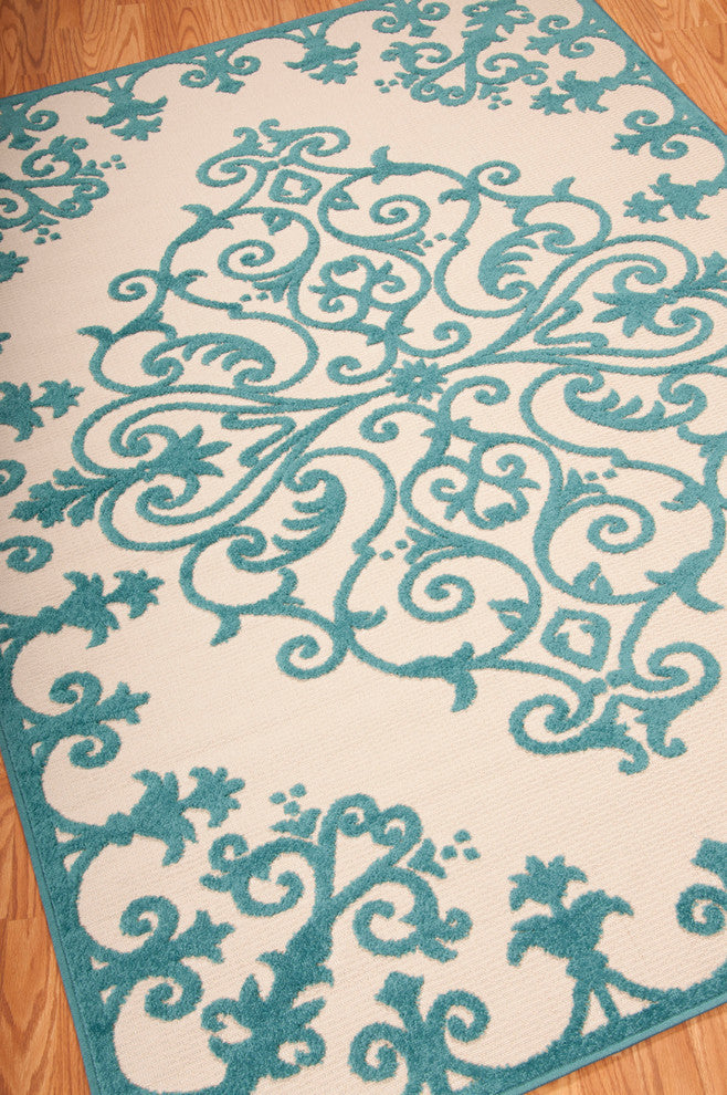 NOURISON ALOHA AQUA AREA RUG