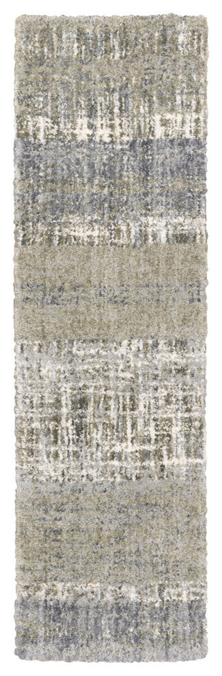 Ashton Impressed Shag Grey/Ivory Area Rug, 2.3X7.6