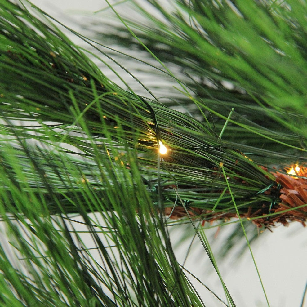 Long Needle Pine Artificial Christmas Tree, Warm Clear Micro Rice LED Lights