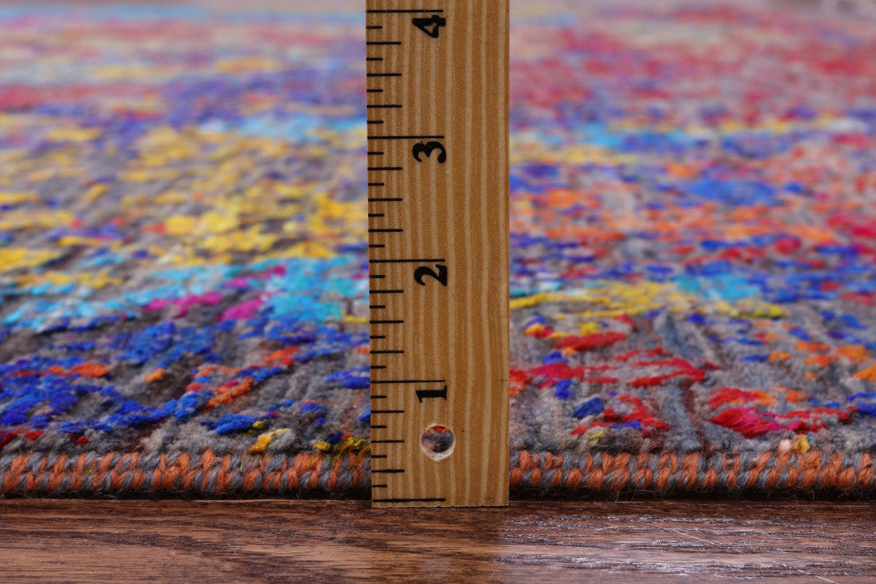 8' 9" X 12' 1" Modern Wool and Silk Hand Knotted Rug Q11853