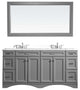 Naples 72" Vanity in Grey with Carrara White Marble Countertop With Mirror