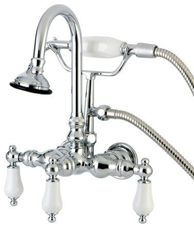 Aqua Vintage Wall Mount Clawfoot Tub Faucet, Polished Chrome