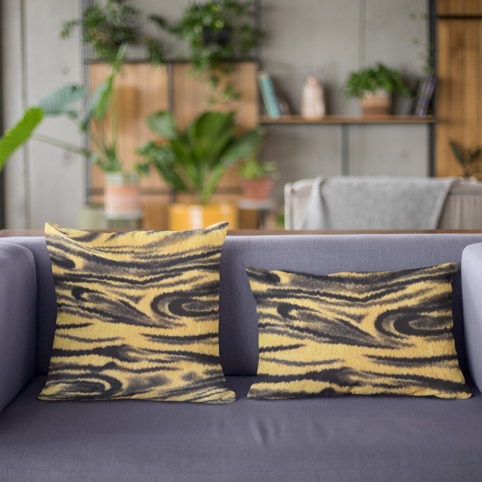Plutus Yellow Galaxy Faux Fur Luxury Throw Pillow, Yellow, 24" x 24"