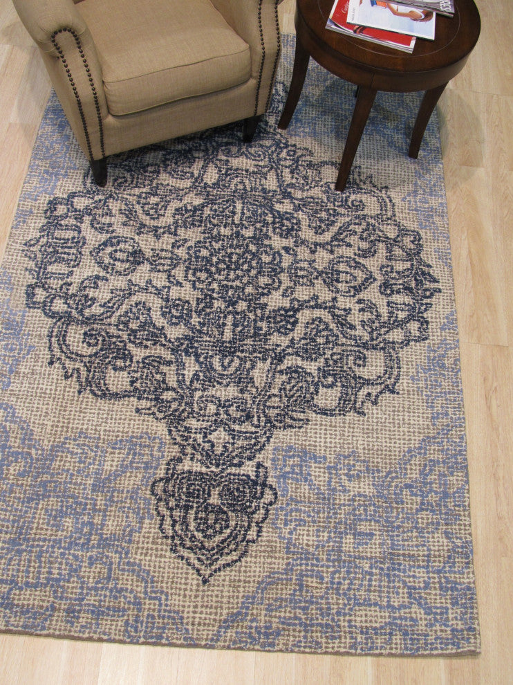 EORC Ivory Hand-Tufted Wool Bohemian Medallion Rug 7'9x9'9