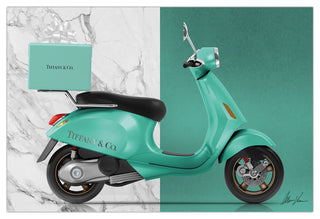 "Tiffany Delivery" Frameless Free Floating Tempered Glass Panel Graphic Wall Art