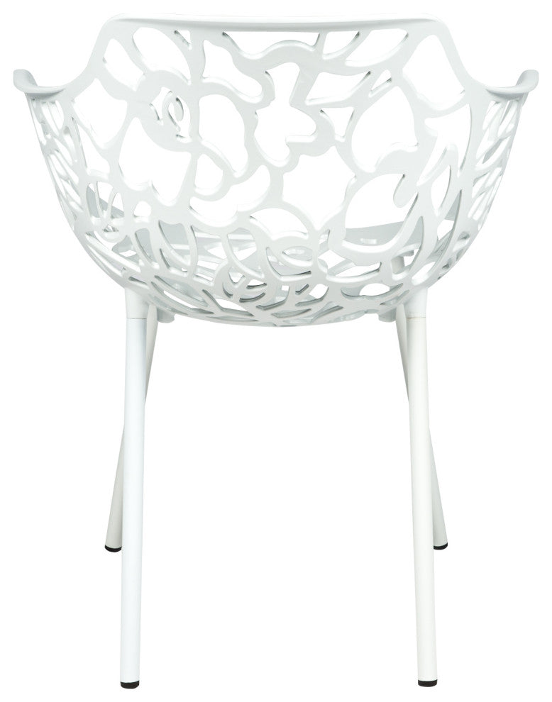 Leisuremod Devon 5-Piece Aluminum Dining Set With Table and 4 Armchairs, White