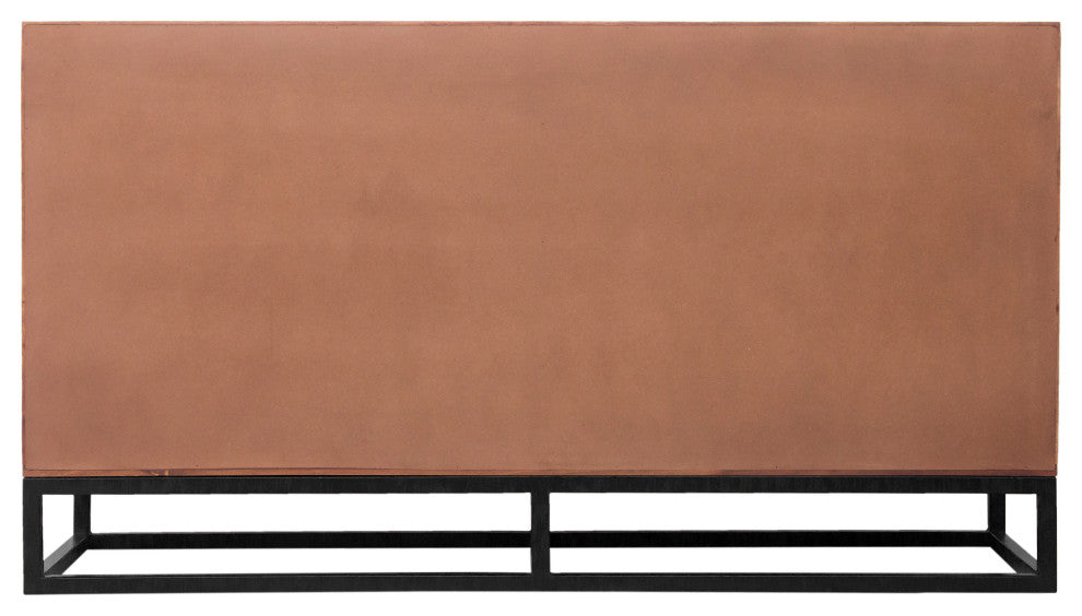 Modern Acacia Wood Dresser or Display Unit With Metal Base Walnut Brown/Black
