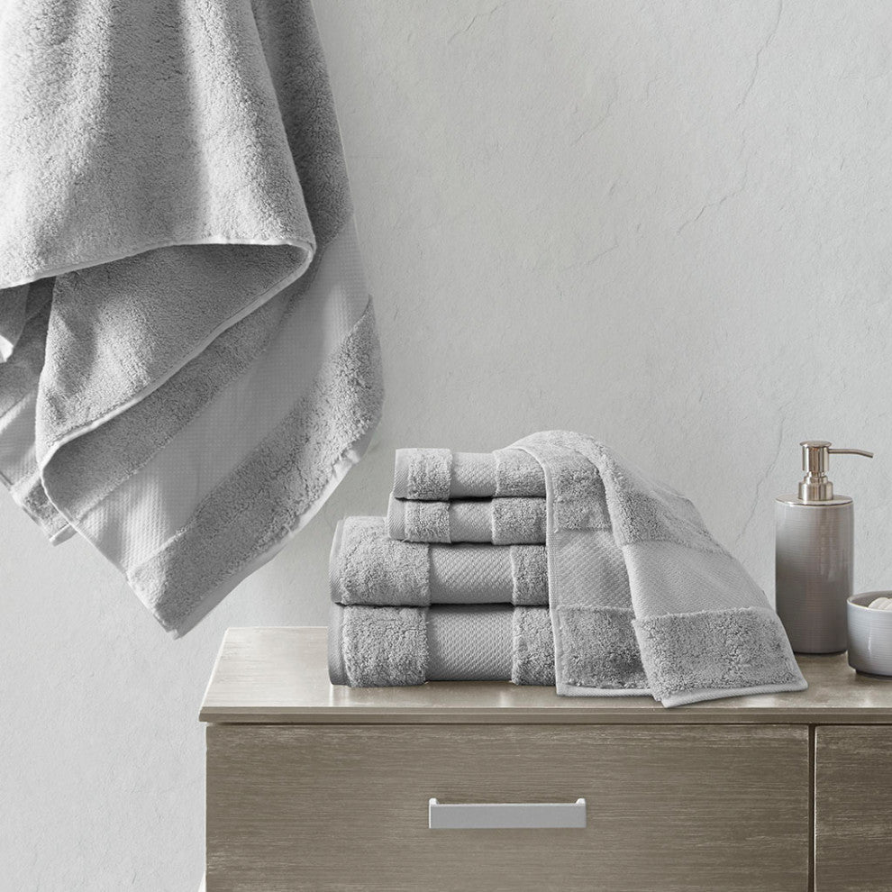Madison Park Signature Turkish Cotton 6 Piece Bath Towel Set, Grey