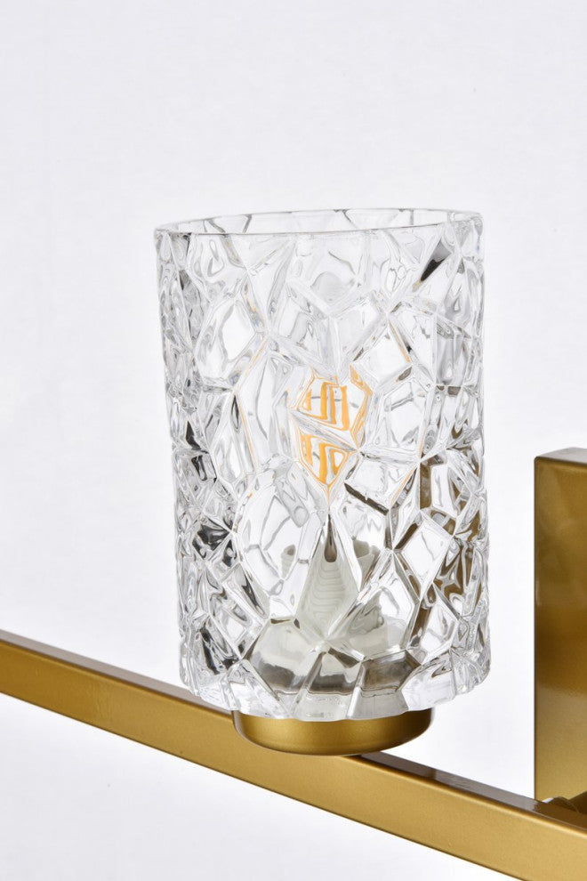 Conor 4-Light Bath Sconce, Brass With Clear Shade