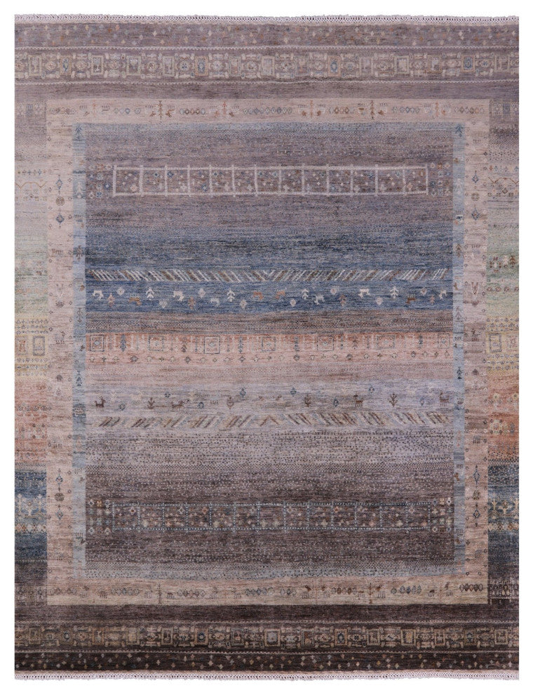 8' 0" X 10' 0" Tribal Persian Gabbeh Handmade Wool Rug Q9967