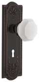 Meadows Plate with Keyhole Privacy Waldorf White Milk Glass Knob