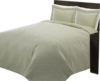Cottonpure 100% Cotton Diamond Quilt , Sage, King