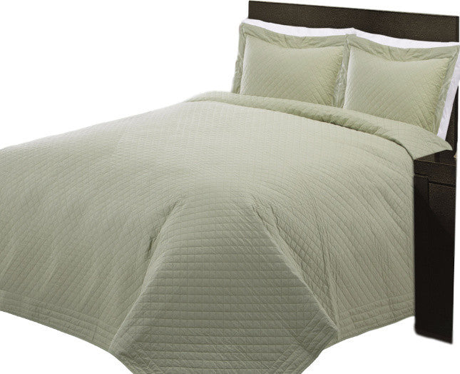 Cottonpure 100% Cotton Diamond Quilt , Sage, King