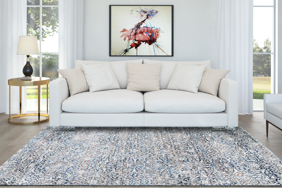 Couristan Luxor Ludvig Antique Beige/Ocean Area Rug, 3'9"x5'4"