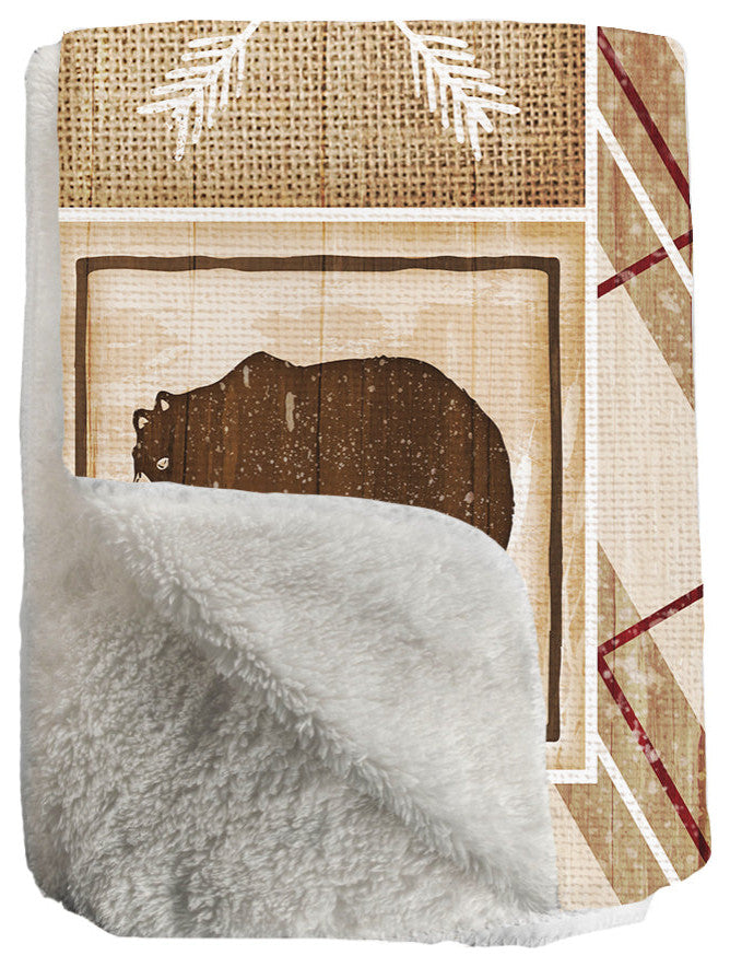 Laural Home Country Cabin Sherpa Throw Blanket