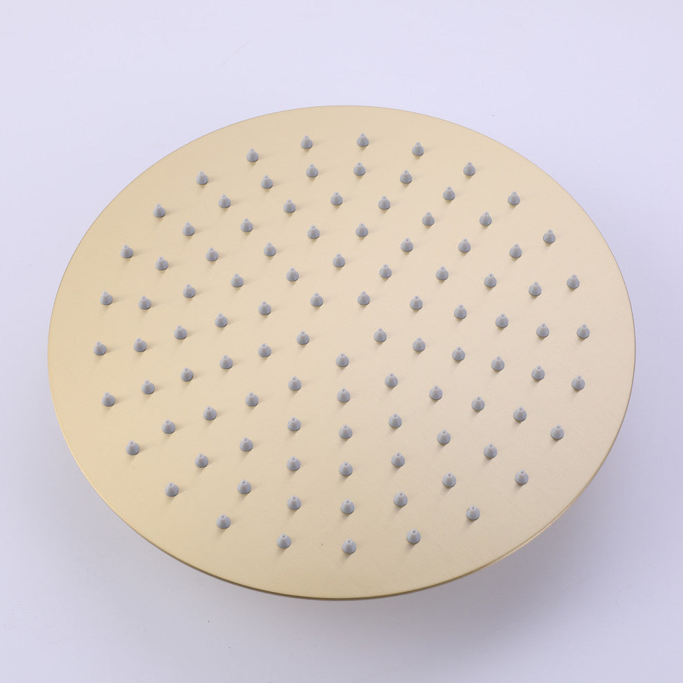 10-12 Inch High Pressure Shower Head Stainless Steel Ultra-Thin Rain Showerheads, Brushed Gold, 10 Inches, Round