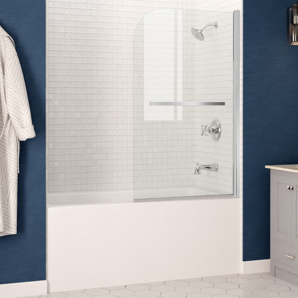 Anzzi 5' Right Drain Tub, White With 34" x 58" Tub Door, Chrome