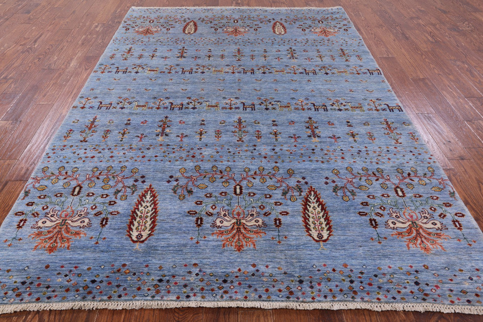 6' 11" X 9' 7" Handmade Tribal Persian Gabbeh Wool Rug Q7561