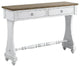 Benzara BM273238 48" 2 Drawer Console Table, Ring Metal Handle, Distressed White