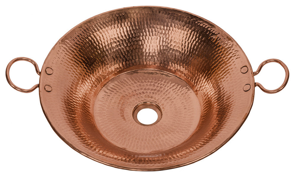 16" Round Miners Pan Vessel Hammered Copper Sink