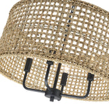 20" 4-Light Bohemian Coastal Drum Chandelier with Seagrass Hand Woven Shade