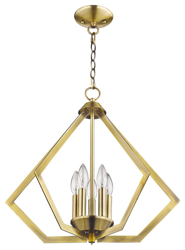 Prism 5-Light Chandelier, Antique Brass