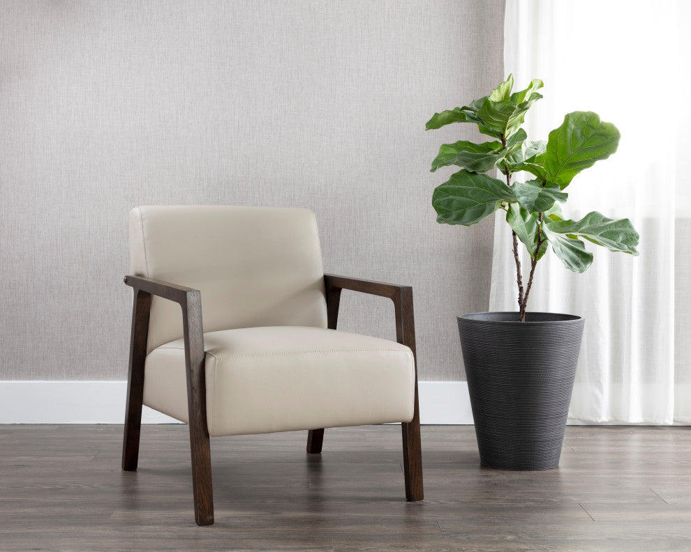 Neymar Lounge Chair Linea Light Grey Leather