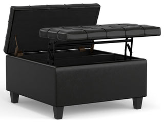 Harrison Small Square Coffee Table Storage Ottoman, Midnight Black