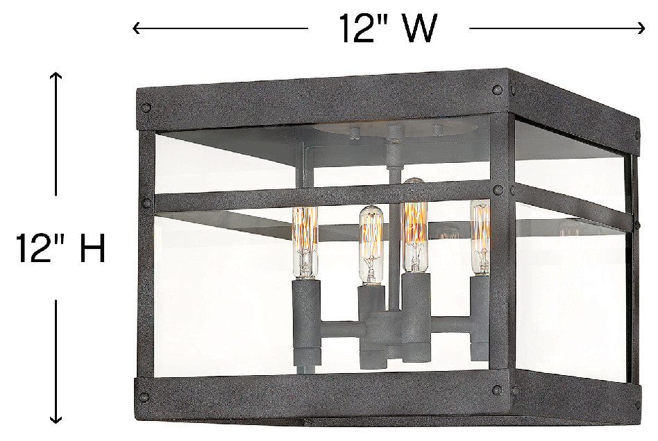 Hinkley Porter Small Flush Mount, Aged Zinc