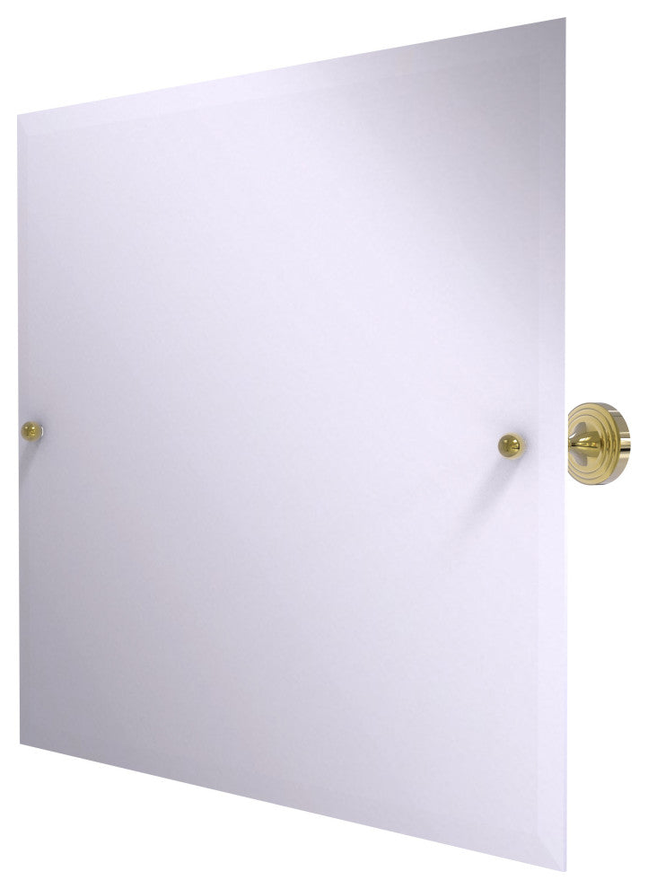 Sag Harbor Frameless Landscape Beveled Edge Tilt Mirror, Unlacquered Brass