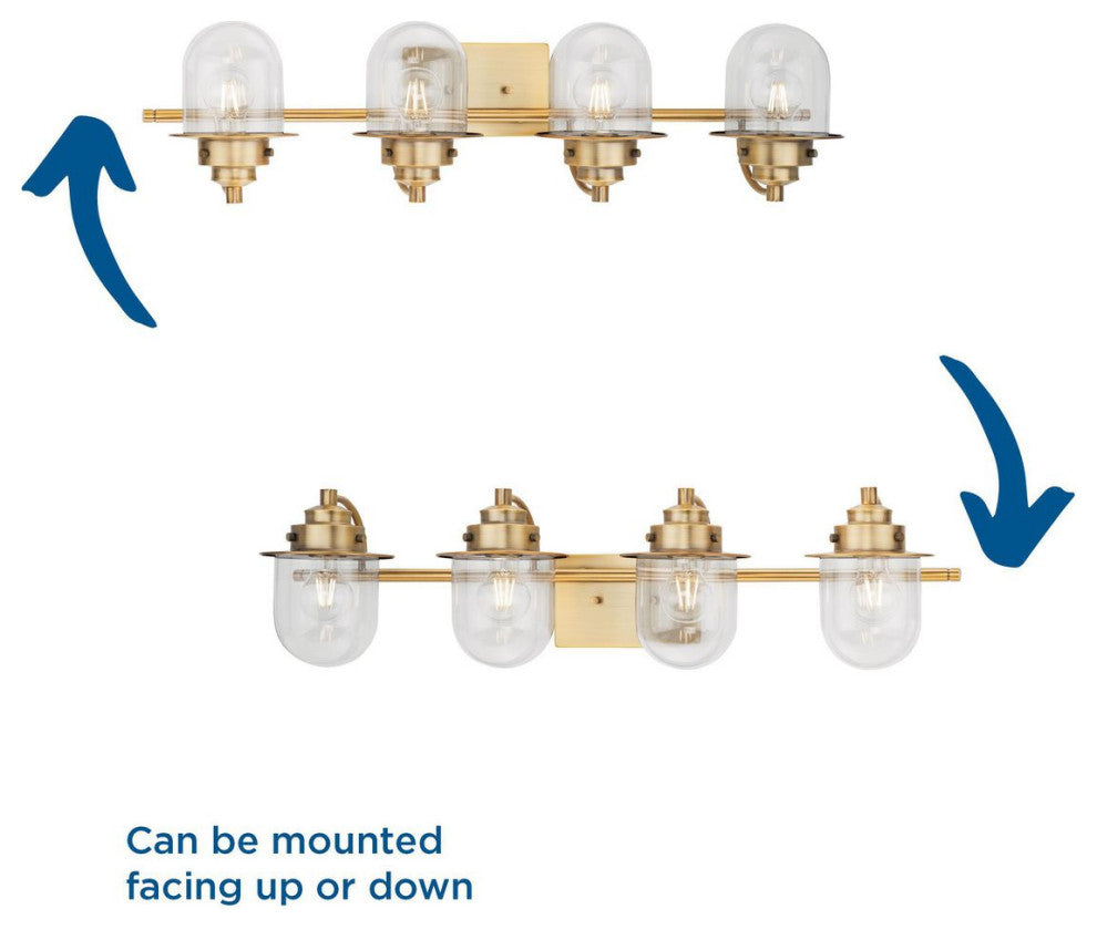 Northlake Collection Four-Light Vintage Brass Clear Glass Bath Light