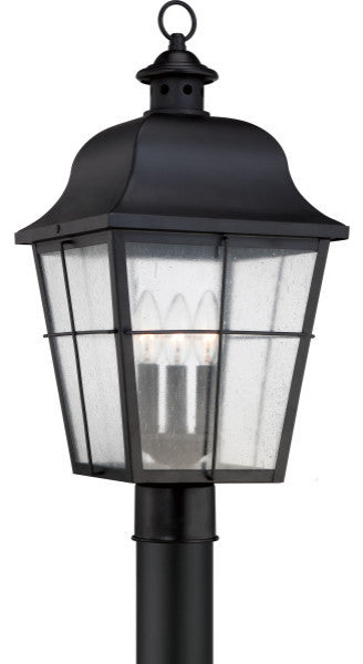 Quoizel MHE9010K Three Light Outdoor Post Lantern Millhouse Mystic Black