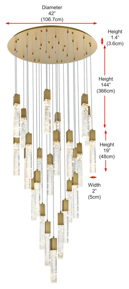 Elegant Lighting 2089G42 Aurora 42"W Crystal Chandelier - Chrome